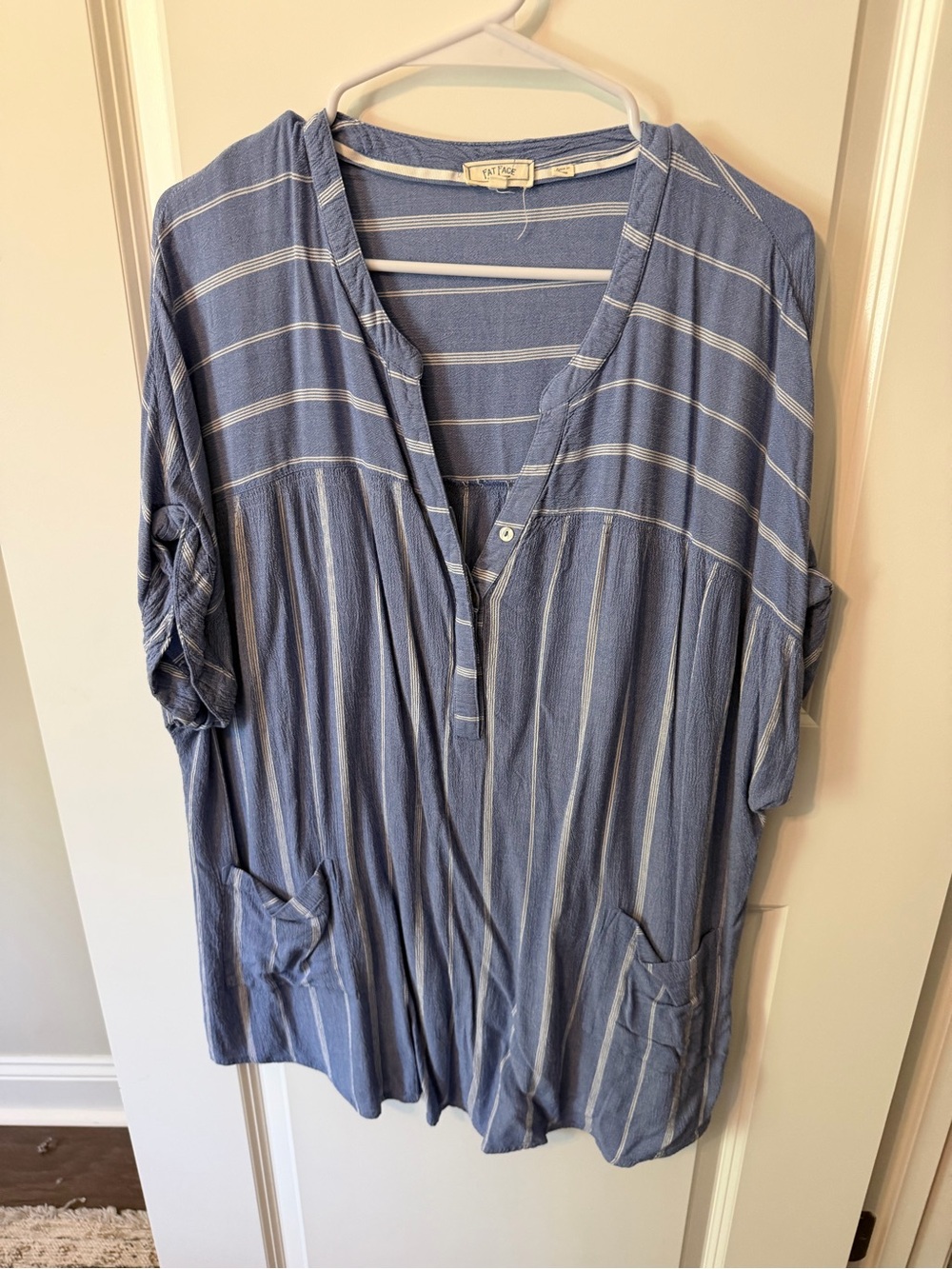 Fat Face Blue and White Striped Top